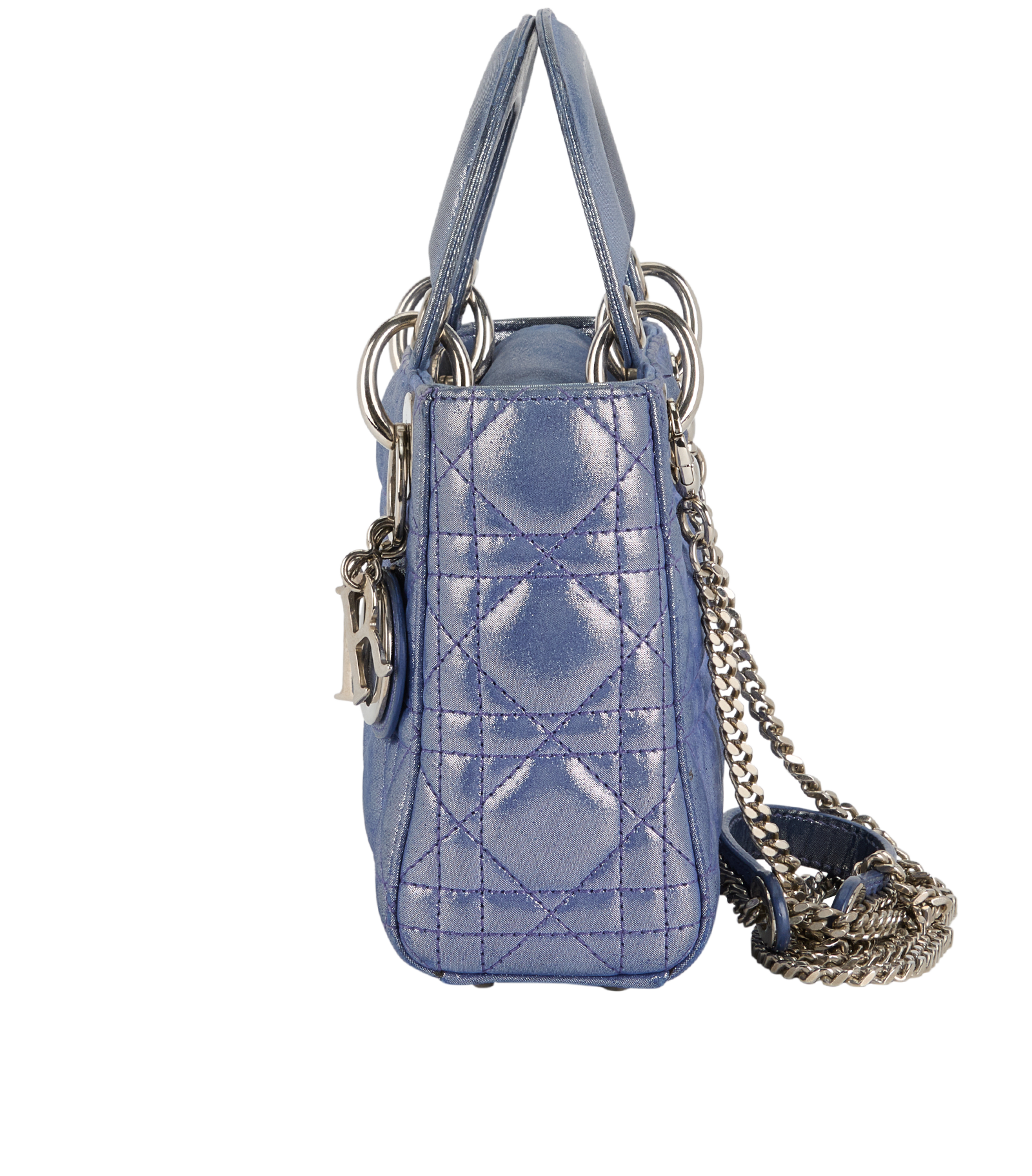 Lady Dior Mini, &pound;2,100, Handbags, Blue, Lambskin Leather/Silk, Bottom view